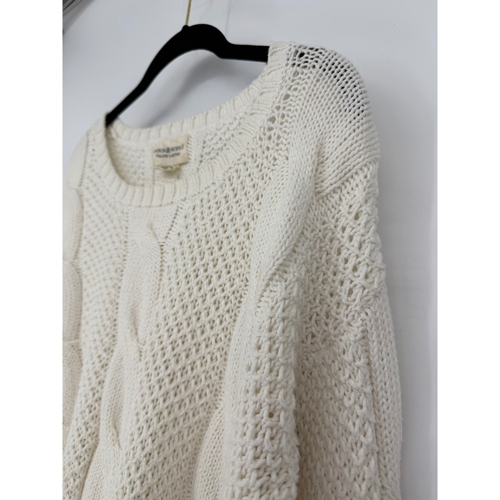 Denim & Supply Ralph Lauren Cream Cable Knit Sweater Womens Medium White Chunky